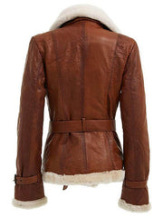 Solene Shearling Brown Leather Jacket
