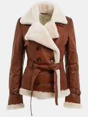 Solene Shearling Brown Leather Jacket