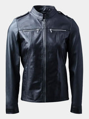 Women's Simple Black Leather Fashion Jacket