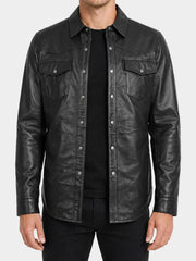 Zevran Black Lighweight Leather Shirt